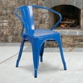 thumbnail image 1 of Flash Furniture Commercial Grade 4 Pack Blue Metal Indoor-Outdoor Chair with Arms, 1 of 14