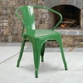 thumbnail image 1 of Flash Furniture Commercial Grade 4 Pack Green Metal Indoor-Outdoor Chair with Arms, 1 of 14