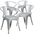 thumbnail image 1 of Flash Furniture Roy Commercial Grade 4 Pack Silver Metal Indoor-Outdoor Chair with Arms, 1 of 13