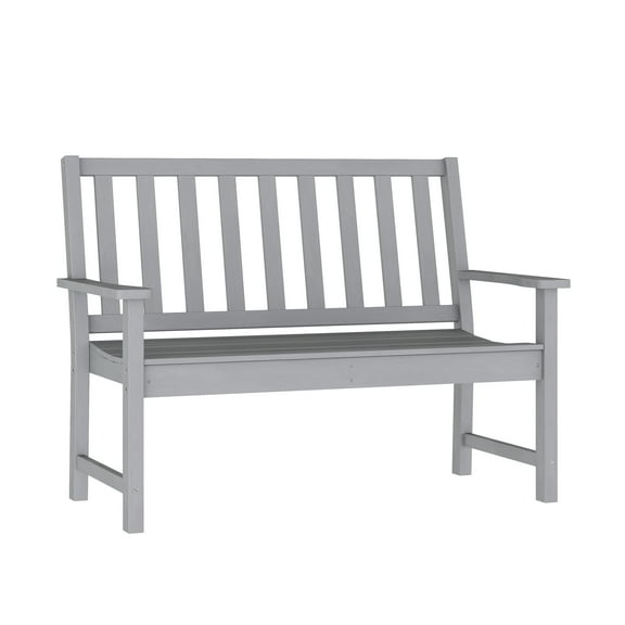 Flash Furniture Commercial Grade 50" All Weather Indoor/Outdoor Recycled HDPE Bench with Contoured Seat in Gray