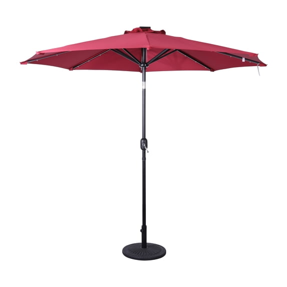 Flash Furniture Montego Round Umbrella with 32 Solar LED Lights Red (GMWLU22002BRED)