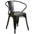 thumbnail image 1 of Flash Furniture Luna Commercial Grade Black-Antique Gold Metal Indoor-Outdoor Chair with Arms, 1 of 12