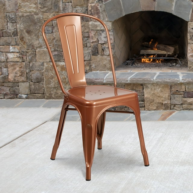 Flash Furniture Commercial Grade Copper Metal IndoorOutdoor Stackable