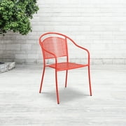 Flash Furniture Commercial Grade Coral Indoor-Outdoor Steel Patio Arm Chair with Round Back