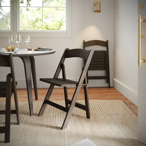 Flash Furniture Commercial Grade Early American Solid Wood Folding Dining Chair - Set of 4