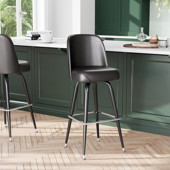 Flash Furniture Commercial Grade Metal Barstool with Dark Brown Swivel Bucket Seat