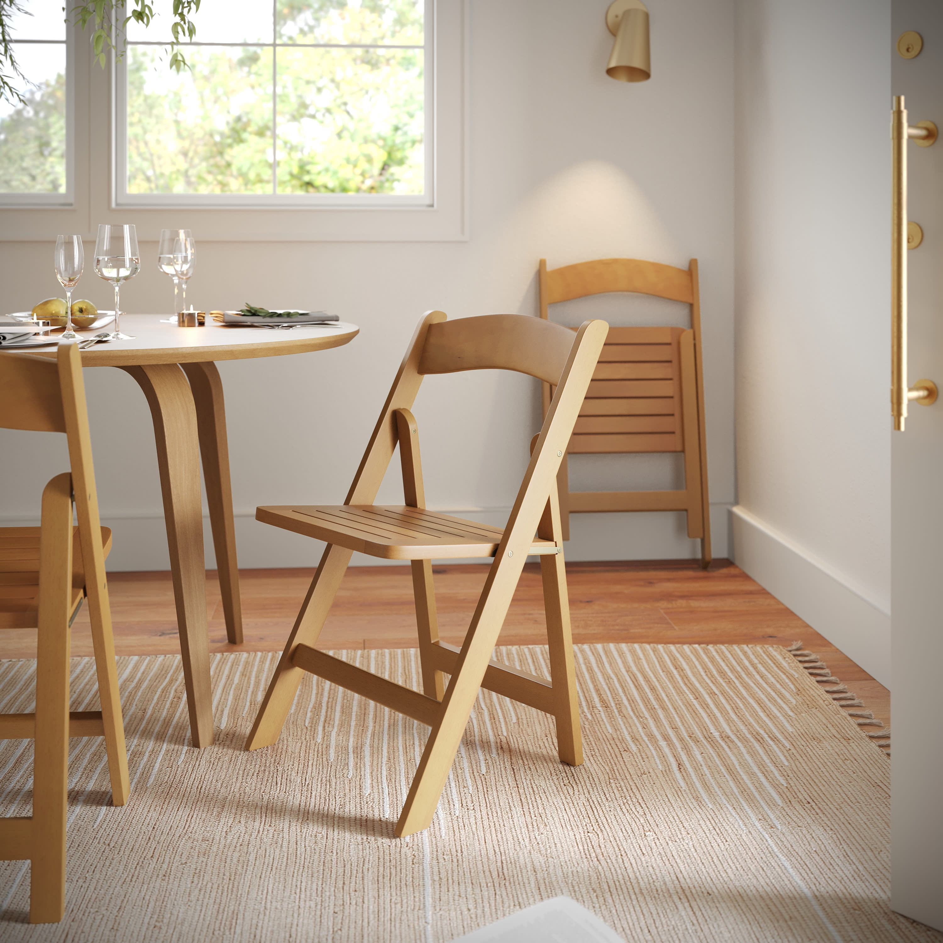 Flash Furniture Commercial Grade Oak Solid Wood Folding Dining Chair ...