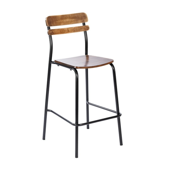 Flash Furniture Cyprus Contemporary Steel/Wood Slat Back Barstool Black/Antique Copper
