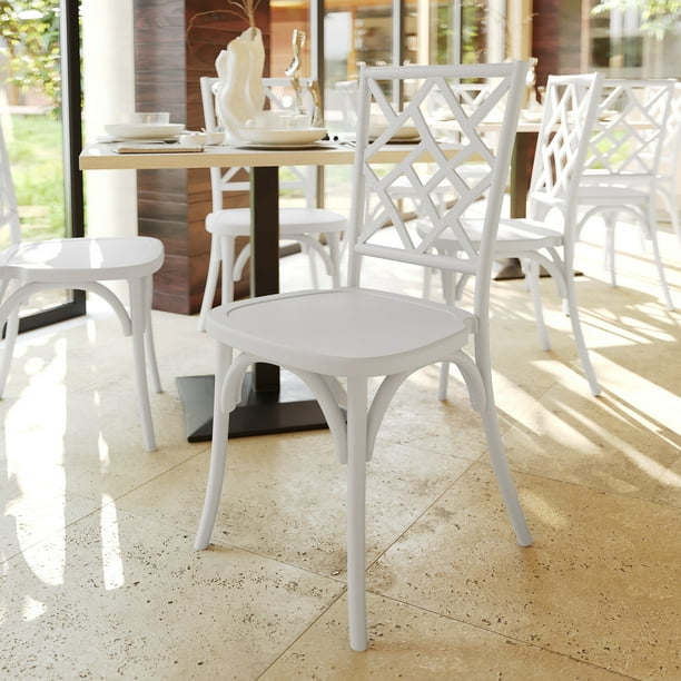 Flash Furniture Commercial Grade White Solid Wood Stackable Dining - Main Image