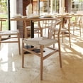 thumbnail image 1 of Flash Furniture Commercial Grade Wishbone Style Wood and Kraft Paper Stackable Dining Chair with Oak/Natural Finish - Set of 2, 1 of 12