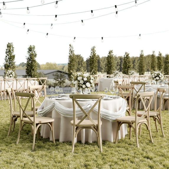 Flash Furniture Commercial Light Oak Indoor/Outdoor Wood Look Resin Cross Back Chair