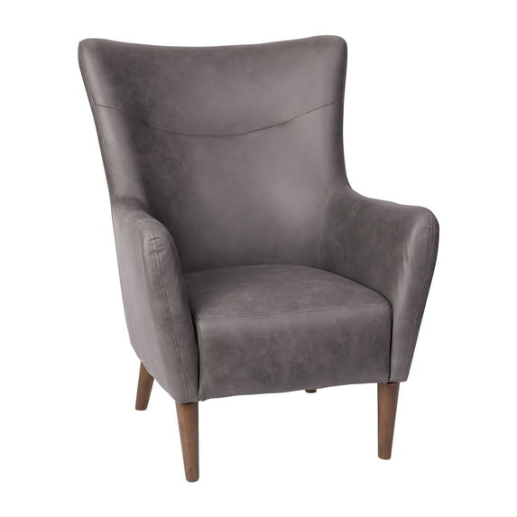 Flash Furniture Connor Faux Leather and Wood Wingback Accent Chair Dark Gray (QYB235DGY)