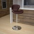 thumbnail image 1 of Flash Furniture Contemporary Brown Vinyl Adjustable Height Barstool with Curved Back and Chrome Base, 1 of 11