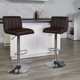 thumbnail image 1 of Flash Furniture Contemporary Brown Vinyl Adjustable Height Barstool with Vertical Stitch Back/Seat and Chrome Base, 1 of 12