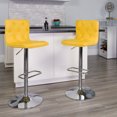 thumbnail image 1 of Flash Furniture Contemporary Button Tufted Yellow Vinyl Adjustable Height Barstool with Chrome Base, 1 of 5