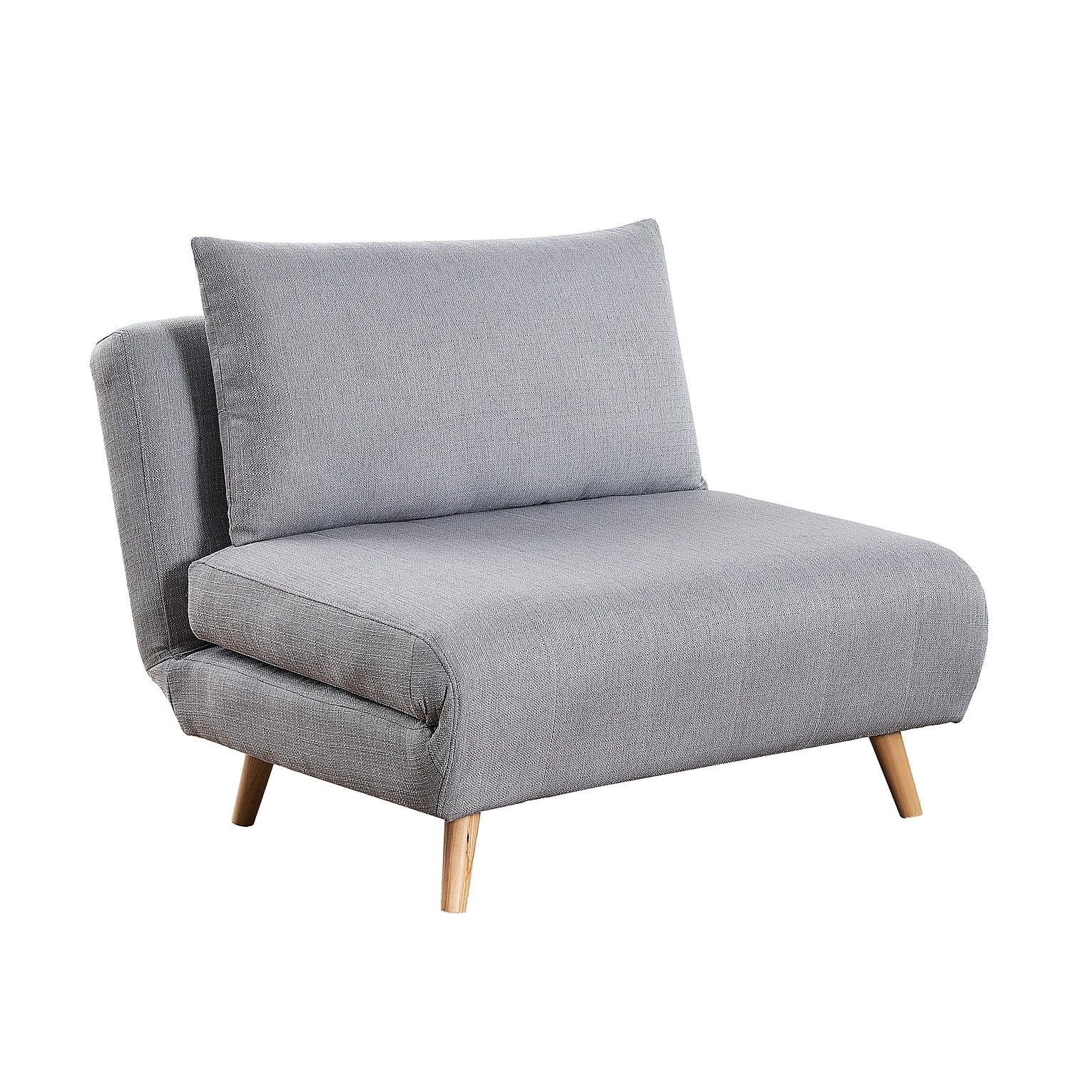 Light Gray Polyester Convertible Sleeper Chair with Wood Legs