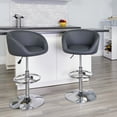 thumbnail image 1 of Flash Furniture Contemporary Gray Vinyl Adjustable Height Barstool with Barrel Back and Chrome Base, 1 of 6