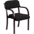thumbnail image 1 of Flash Furniture Contemporary Mahogany Wood Side Reception Chair with Arms and Black Fabric Seat, 1 of 11