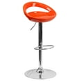 thumbnail image 1 of Flash Furniture Dash Contemporary Orange Plastic Adjustable Height Barstool with Rounded Cutout Back and Chrome Base, 1 of 12