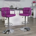 thumbnail image 1 of Flash Furniture Contemporary Purple Quilted Vinyl Adjustable Height Barstool with Arms and Chrome Base, 1 of 13