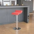 thumbnail image 1 of Flash Furniture Contemporary Red Vinyl Adjustable Height Barstool with Solid Wave Seat and Chrome Base, 1 of 11
