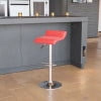 Flash Furniture Contemporary Red Vinyl Adjustable Height Barstool with Solid Wave Seat and Chrome Base