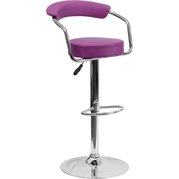 Flash Furniture Contemporary Vinyl Adjustable Height Barstool with Arms and Chrome Base, Multiple Colors