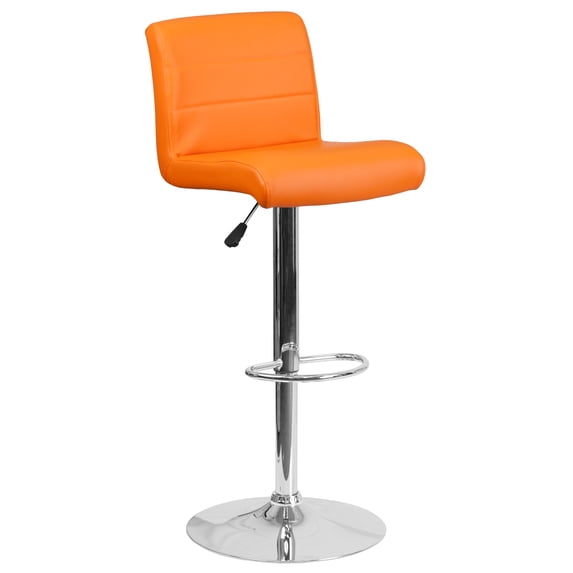 Flash Furniture Contemporary Vinyl Adjustable Height Barstool with Chrome Base, Multiple Colors