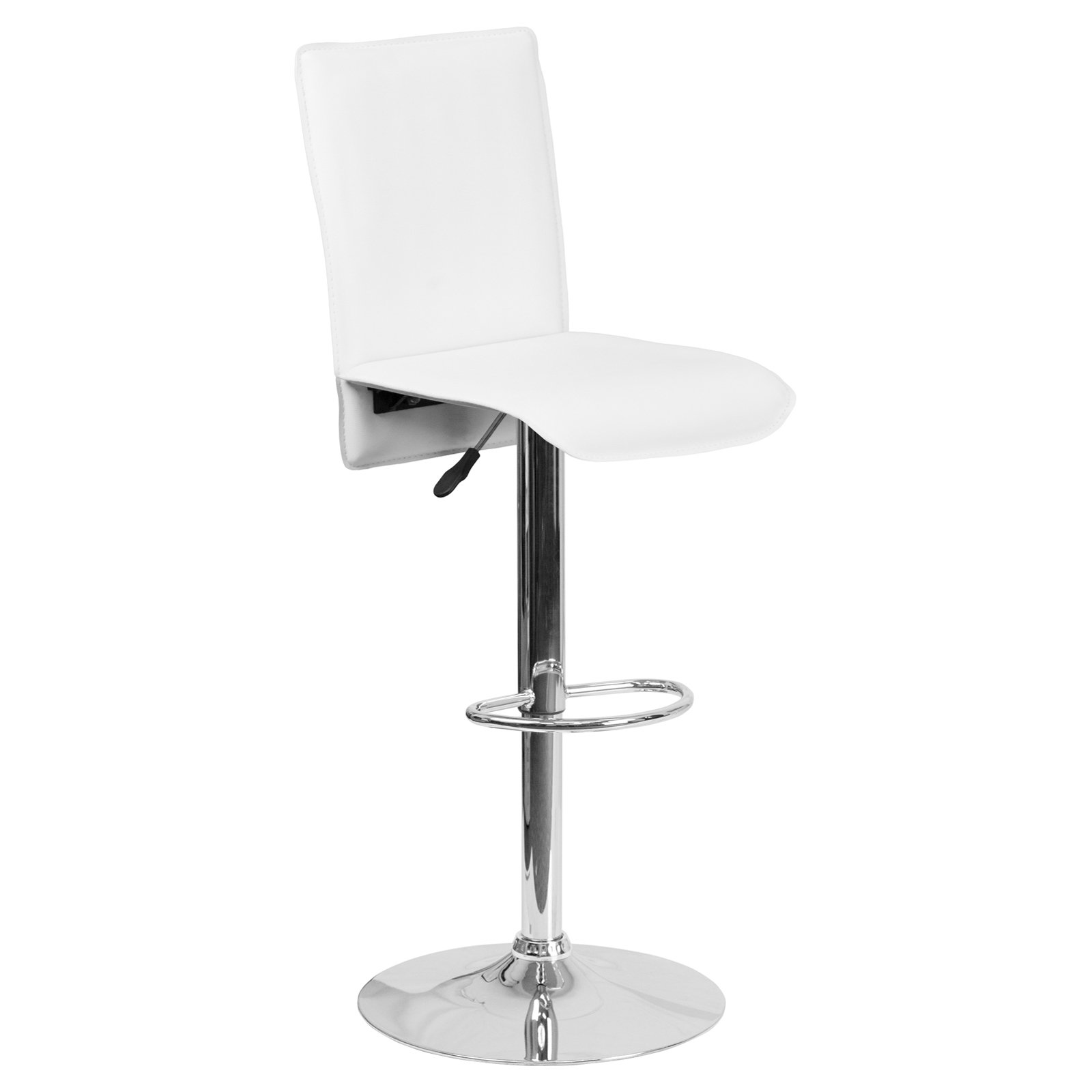 Flash Furniture Contemporary White Vinyl Adjustable Height Barstool with Extended Back and Chrome Base - image 1 of 2