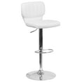 thumbnail image 1 of Flash Furniture Contemporary White Vinyl Adjustable Height Barstool with Vertical Stitch Back and Chrome Base, 1 of 11