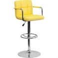 thumbnail image 1 of Flash Furniture Contemporary Yellow Quilted Vinyl Adjustable Height Barstool with Arms and Chrome Base, 1 of 3