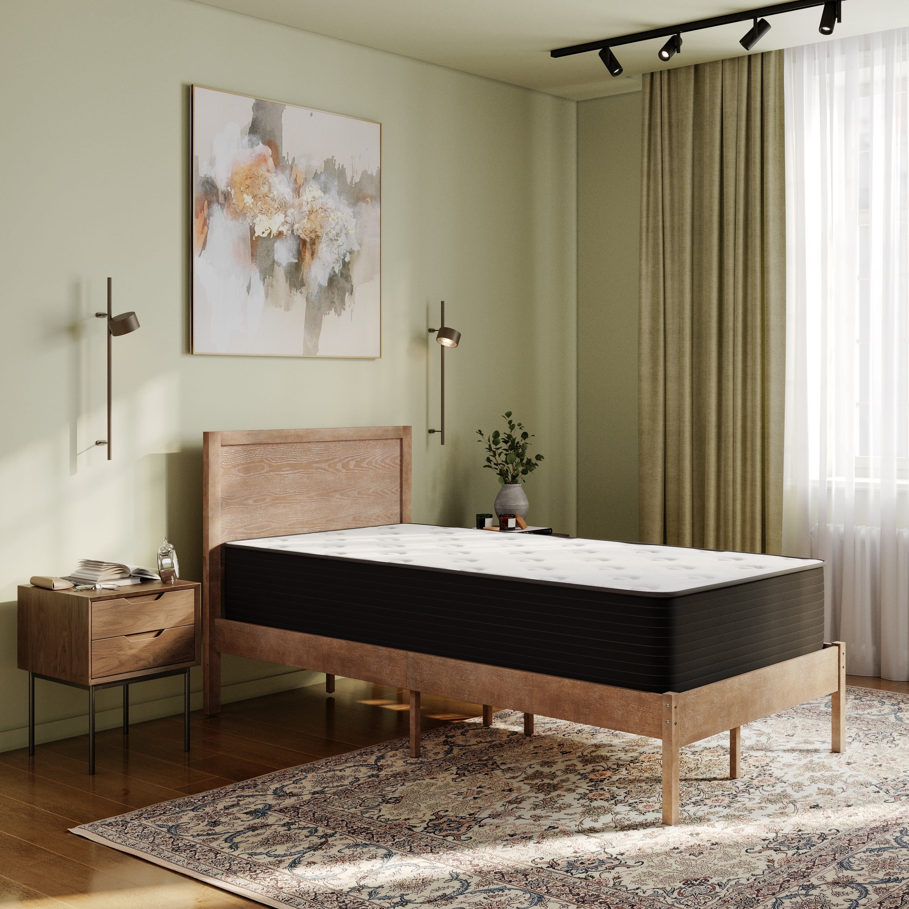 Flash Furniture Cooling Gel 12 Inch CertiPUR-US Certified Foam and Pocket Spring Hybrid Mattress, Twin Mattress in a Box
