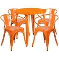 thumbnail image 1 of Flash Furniture Cory Commercial Grade 30" Round Orange Metal Indoor-Outdoor Table Set with 4 Arm Chairs, 1 of 5