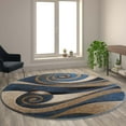 thumbnail image 1 of Flash Furniture Coterie Round Contemporary Beige, Blue Area Rug, 8' x 8', 1 of 5