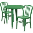 thumbnail image 1 of Flash Furniture Craig Commercial Grade 30" Round Green Metal Indoor-Outdoor Table Set with 2 Vertical Slat Back Chairs, 1 of 5