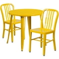 thumbnail image 1 of Flash Furniture Craig Commercial Grade 30" Round Yellow Metal Indoor-Outdoor Table Set with 2 Vertical Slat Back Chairs, 1 of 5