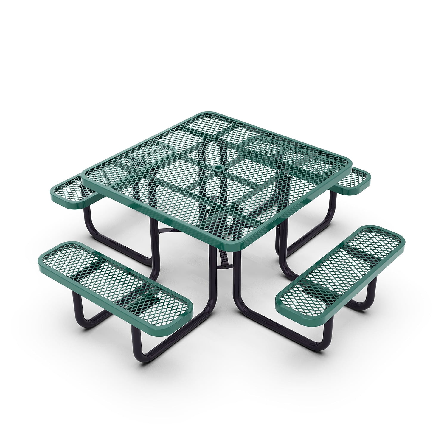 Green Metal Mesh Outdoor Picnic Table with Benches