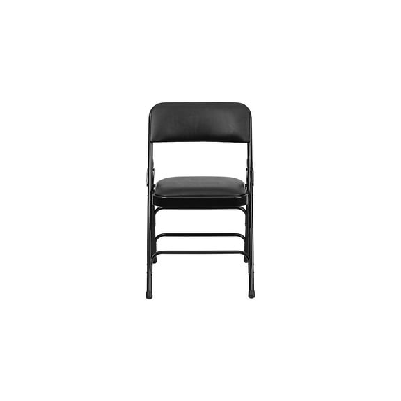 Flash Furniture Curved Triple Braced Vinyl Armless Folding Chair Black 12/Pack 12HAMC309AVBK