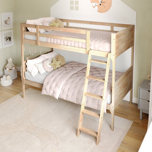 Flash Furniture Dallas Convertible Bunk Bed with Ladder Twin Over Twin Natural (MG090031TTBN)