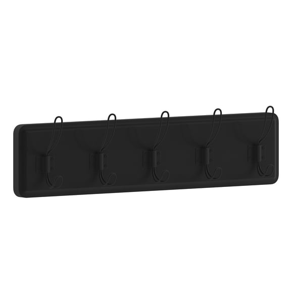 Flash Furniture Daly Rustic Rectangle Wood Coat Rack with Shelf/Storage, Black Wash