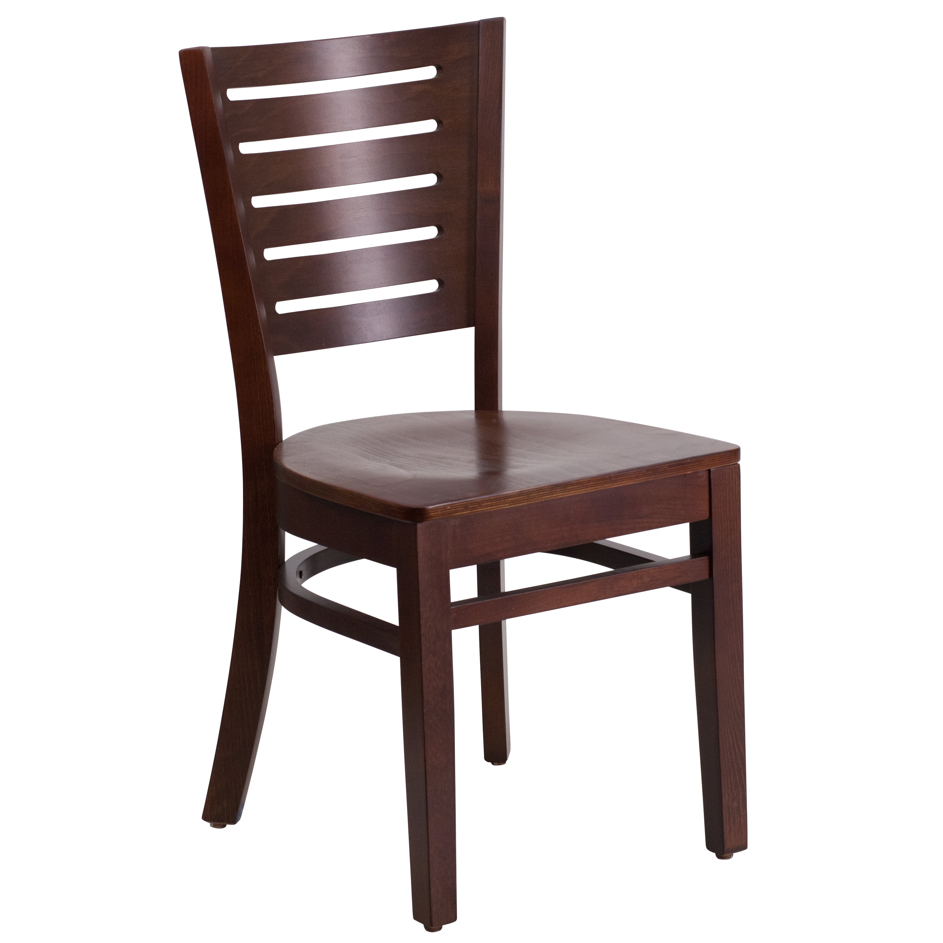 Elegant Walnut Wood Slat Back Side Chair in Rich Brown
