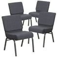 thumbnail image 1 of 4 Pk. HERCULES Series 21'' Wide Dark Gray Fabric Stacking Church Chair with 4'' Thick Seat - Silver Vein Frame, 1 of 9