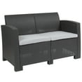 thumbnail image 1 of Flash Furniture Seneca Dark Gray Faux Rattan Loveseat with All-Weather Seneca Light Gray Cushions, 1 of 11