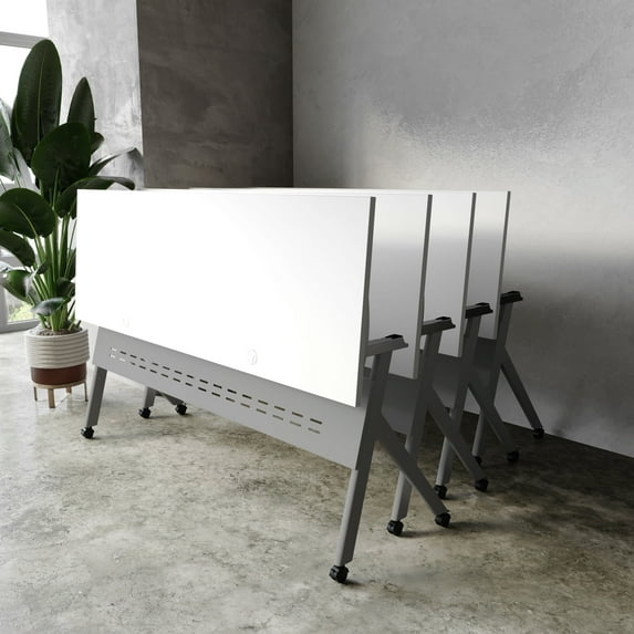 Flash Furniture Davis 72"W x 24"D Foldable Training Room Table Laminate White Tabletop/Gray Frame