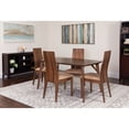 thumbnail image 1 of 5 Pcs Walnut Wood Dining Table St-Wide Slat Back Wood Dining Chairs, 1 of 2