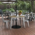 thumbnail image 1 of Flash Furniture Declan Commercial Indoor/Outdoor Dining Table with Umbrella Hole, 36" Square All Weather Brown Poly Resin Top and Silver Steel Base, 1 of 11