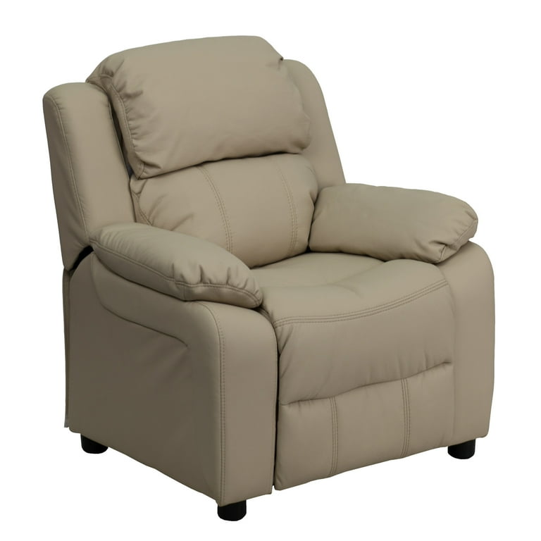 Flash furniture deluxe padded contemporary vinyl kids recliner with storage arms hotsell