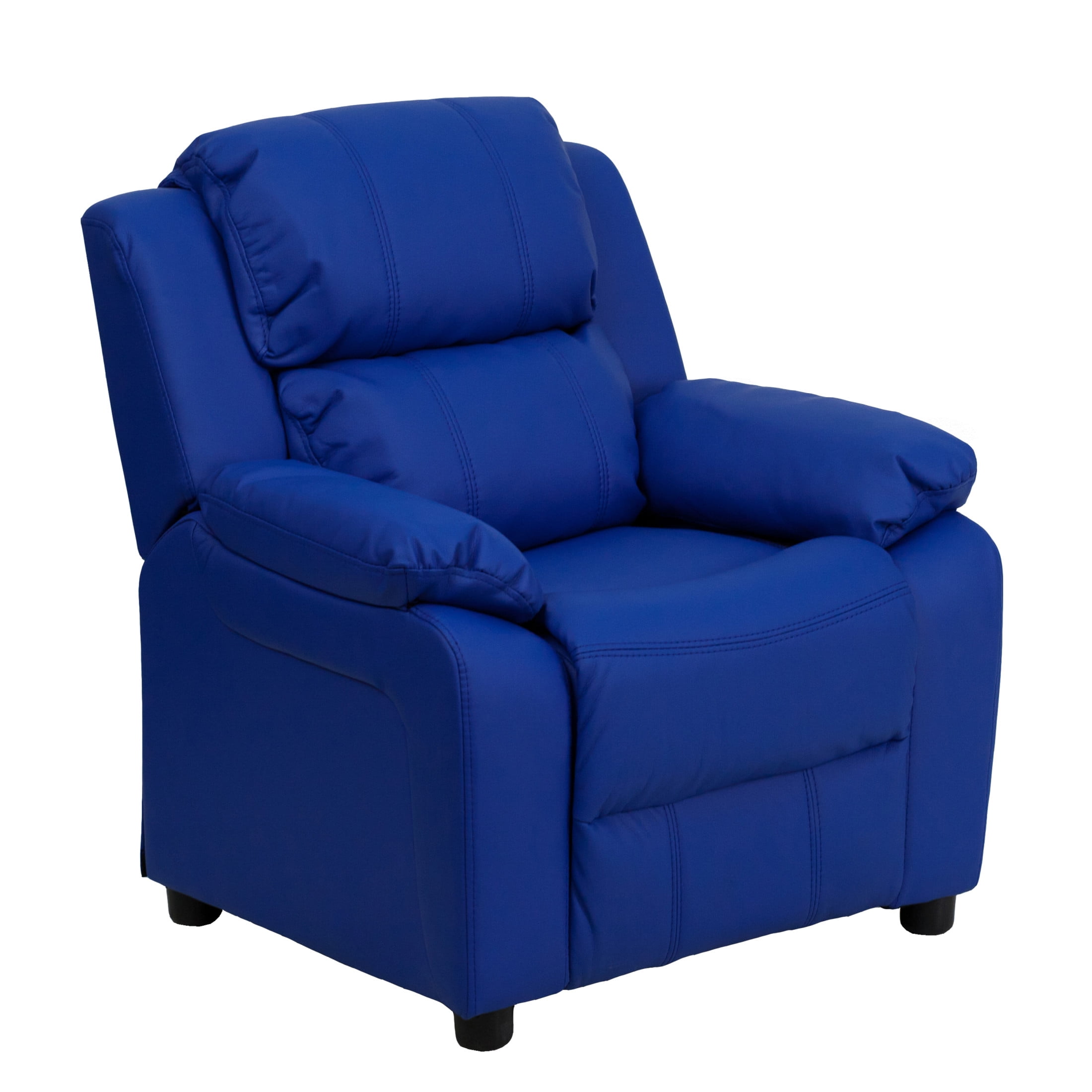 Cozy Spot Child-Sized Recliner with Storage Arms in Black Microfiber