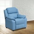 thumbnail image 1 of Flash Furniture Deluxe Padded Contemporary Light Blue Vinyl Kids Recliner with Storage Arms, 1 of 13