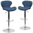 thumbnail image 1 of Flash Furniture Denville 2 Pack Contemporary Blue Fabric Adjustable Height Barstool with Curved Back and Chrome Base, 1 of 13